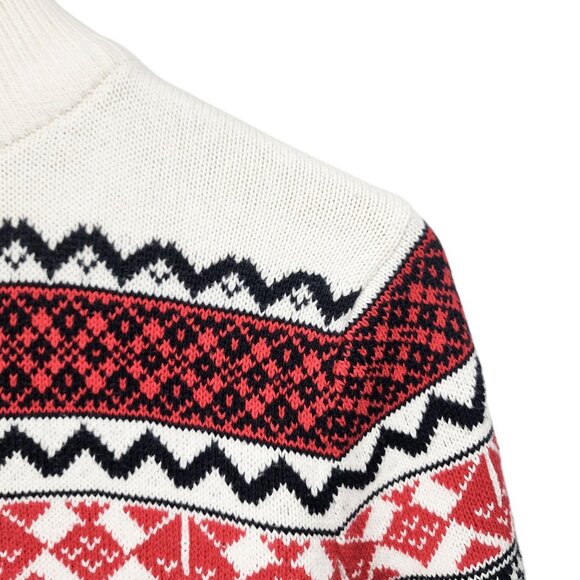 Pendleton‎ Womens M Turtleneck Sweater Red/Black/White Fair Isle Cotton - Picture 3 of 6